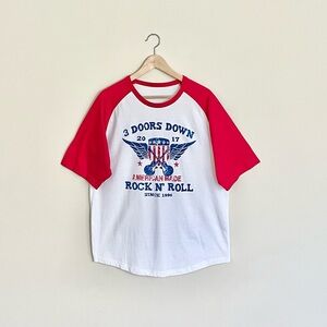 NEW 3 Doors Down 2017 American Rock & Roll Raglan Concert T Shirt Adult Large